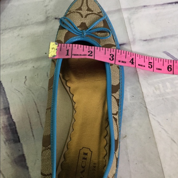Coach Size 7.5 Talia Slip On Logo Flats Blue Brown - Picture 6 of 8